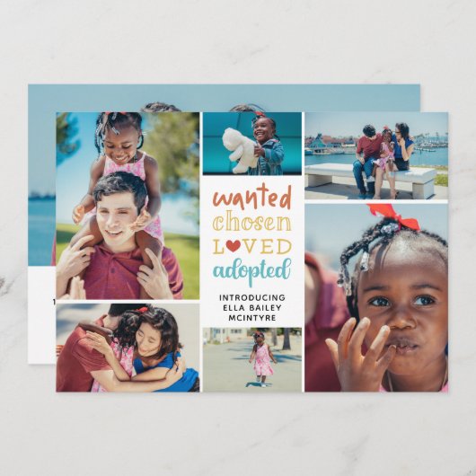 Colorful Wanted Chosen Loved Aangenomen Foto Colla Aankondiging (Voorkant / Achterkant)