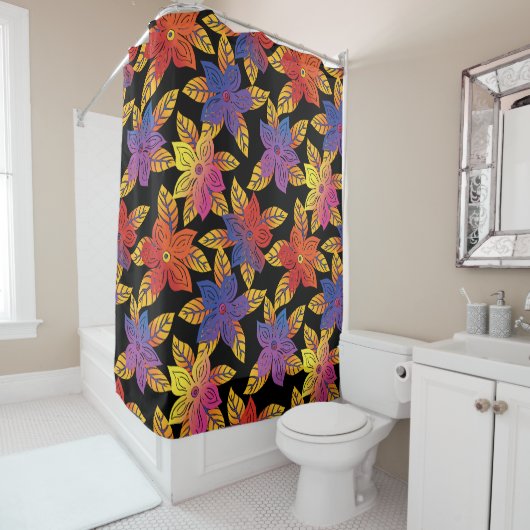 Colorful Warm Flowers Douchegordijn (In situ)