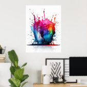 Colorful Water Splash Abstract Art Poster (Thuiskantoor)