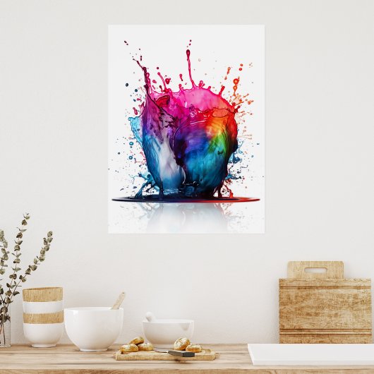 Colorful Water Splash Abstract Art Poster (Keuken)