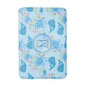 Colorful Water Splash Blue Whale Monogram Patroon Badmat (Voorkant Verticaal)
