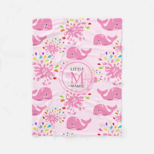 Colorful Water Splash Roze Monogram Patroon Fleece Deken (Voorkant)