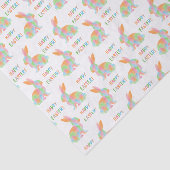 Colorful Watercolor Bunnies And Happy Easter Text Tissuepapier (Detail)
