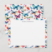 Colorful Watercolor Butterfly Pattern  Notitiekaartje (Voorkant / Achterkant)