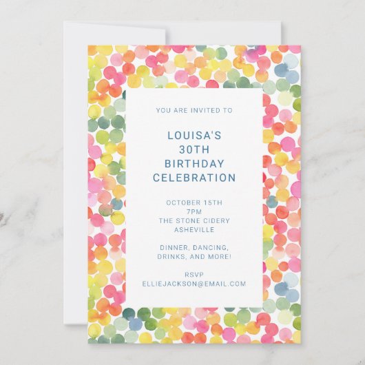 Colorful Watercolor Confetti Birthday Celebration Kaart (Voorkant)