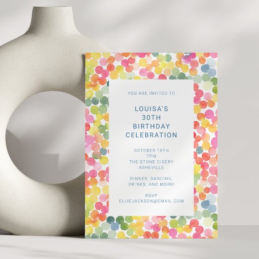 Colorful Watercolor Confetti Birthday Celebration Kaart