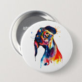 Colorful Watercolor Dachshund Button (Voorkant /achterkant)