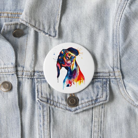Colorful Watercolor Dachshund Button (In situ)