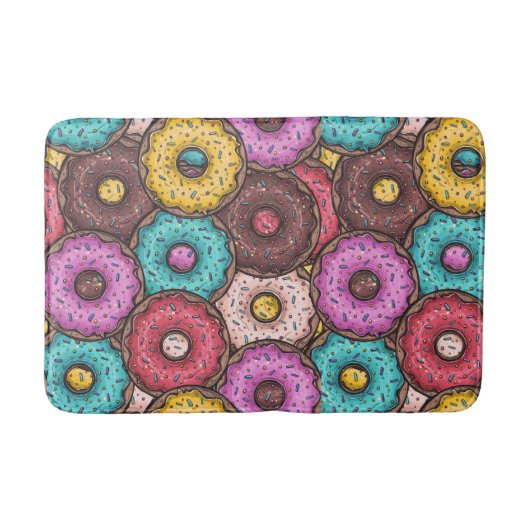 Colorful Watercolor Donuts with Sprinkles Pattern Badmat (Voorkant)