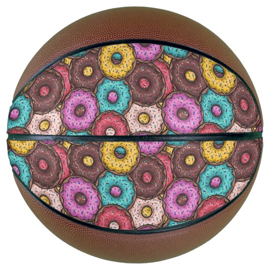 Colorful Watercolor Donuts with Sprinkles Pattern Basketbal (Voorkant)
