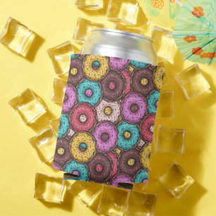 Colorful Watercolor Donuts with Sprinkles Pattern Blikjeskoeler