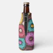 Colorful Watercolor Donuts with Sprinkles Pattern Flesjeskoeler (Fles Achterkant)