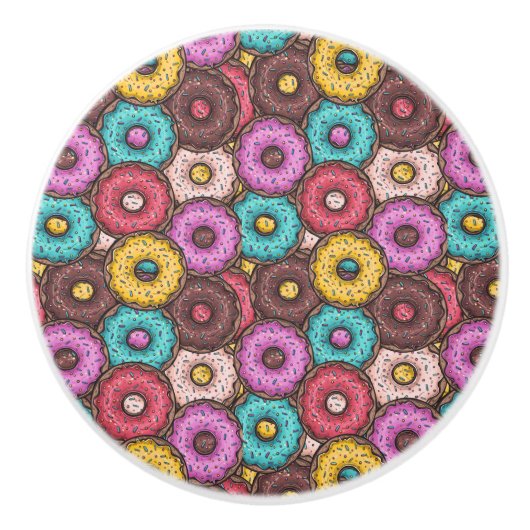 Colorful Watercolor Donuts with Sprinkles Pattern Keramische Knop (Voorkant)
