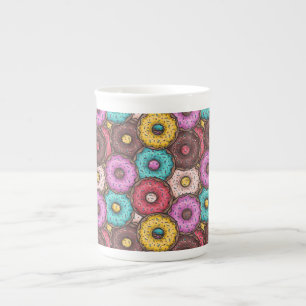 Colorful Watercolor Donuts with Sprinkles Pattern Porselein Kop