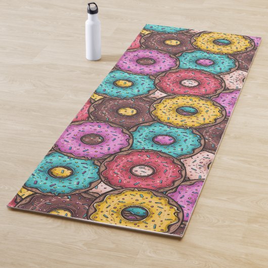 Colorful Watercolor Donuts with Sprinkles Pattern Yogamat (In situ)