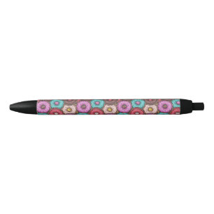 Colorful Watercolor Donuts with Sprinkles Pattern Zwarte Inkt Pen