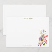 Colorful Watercolor Floral Elegant Custom Wedding Bedankkaart (Voorkant / Achterkant)