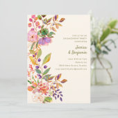 Colorful Watercolor Floral Engagement Party Kaart (Staand voorkant)