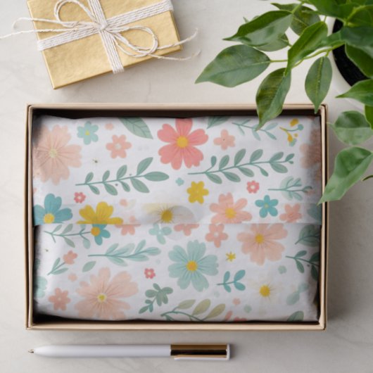 Colorful Watercolor Floral  Tissuepapier (Geschenk)