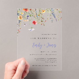 Colorful Watercolor Floral Wedding Acryl Uitnodigingen