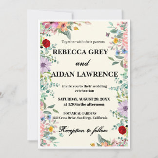 Colorful Watercolor Floral Wedding Invitation – Cu Kaart