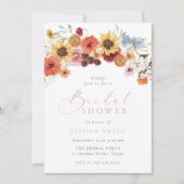 Colorful Watercolor Flowers Bridal Shower  Kaart (Voorkant)