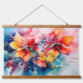Colorful Watercolor Flowers Vibrant Art Hangend Wandkleed