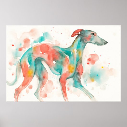 Colorful Watercolor Greyhound Fine Art Poster