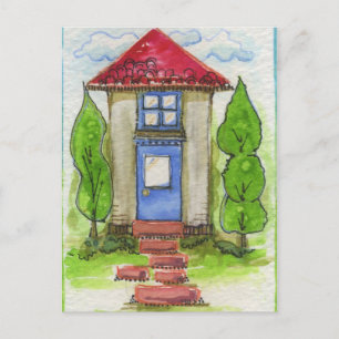 Colorful Watercolor House Painting Briefkaart