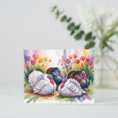 Colorful Watercolor Illustration of Turkeys  Briefkaart (Staand voorkant)
