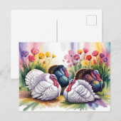 Colorful Watercolor Illustration of Turkeys  Briefkaart (Voorkant / Achterkant)