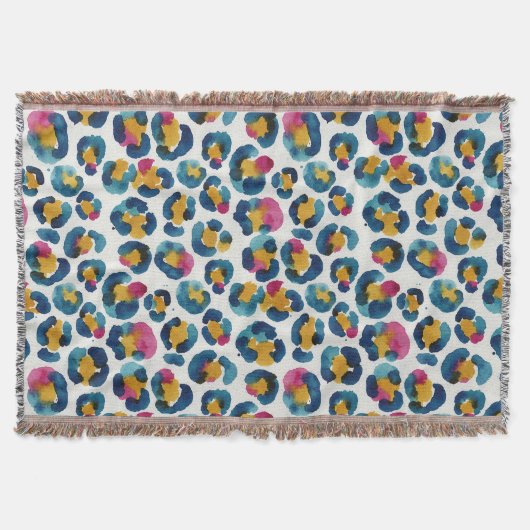 Colorful Watercolor Leopard Print Pattern Deken (Voorkant)