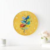 Colorful watercolor loose abstract floral grote klok (Huis)