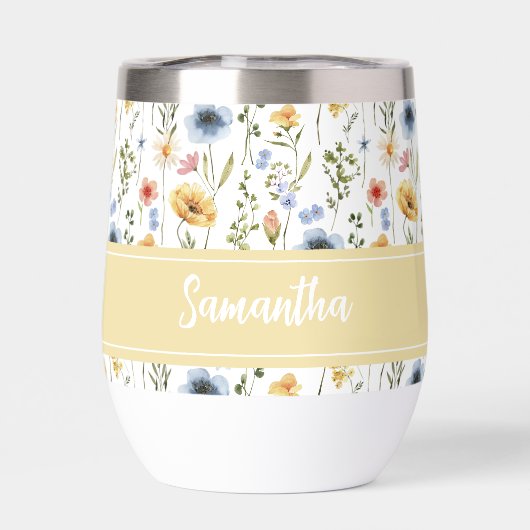 Colorful Watercolor Monogram Spring Wildflower (Achterkant)