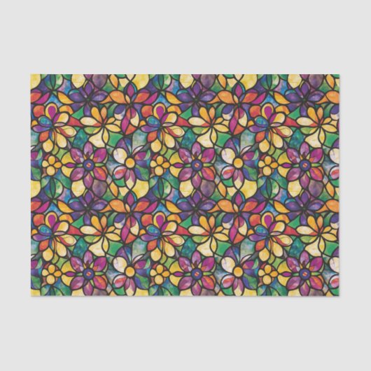 Colorful Watercolor Mosaic Stained Glass Decoupage Tissuepapier (Voorkant)