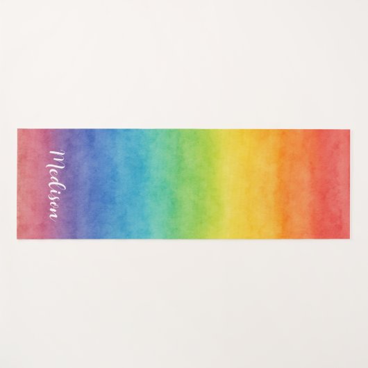 Colorful Watercolor Rainbow  Yogamat (Voorkant (horizontaal))