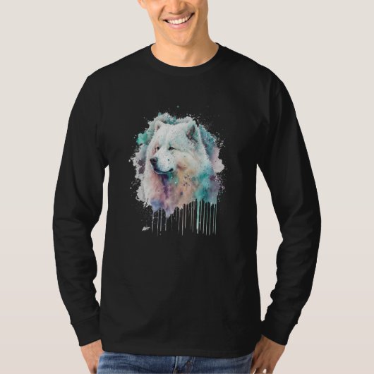 Colorful watercolor splash Samoyed T-shirt (Voorkant)