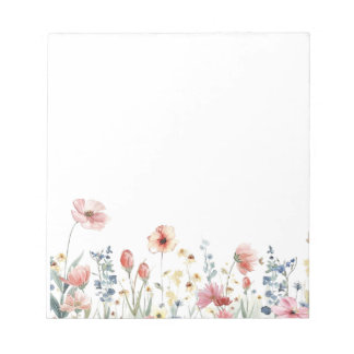 Colorful Watercolor Spring Blooms Floral Notepad Notitieblok