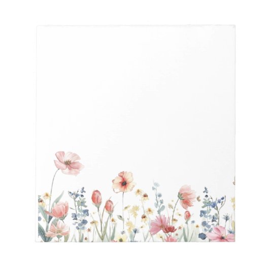 Colorful Watercolor Spring Blooms Floral Notepad Notitieblok (Voorkant)