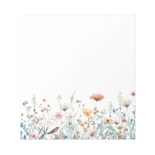 Colorful Watercolor Spring Blooms Floral Notepad Notitieblok (Voorkant)