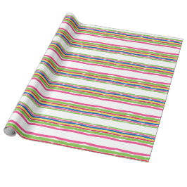 Colorful Watercolor Strokes, Christmas Stripes Cadeaupapier