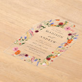 Colorful Watercolor Wildflower Arch Wedding Acryl Uitnodigingen (Laagn)