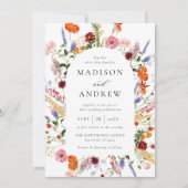 Colorful Watercolor Wildflower Arch Wedding Kaart (Voorkant)