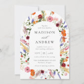 Colorful Watercolor Wildflower Arch Wedding Kaart (Voorkant)