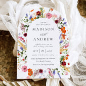 Colorful Watercolor Wildflower Arch Wedding Kaart