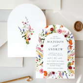 Colorful Watercolor Wildflower Arch Wedding Kaart