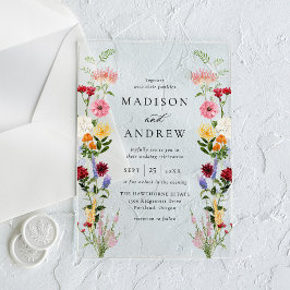 Colorful Watercolor Wildflower Wedding Acryl Uitnodigingen