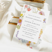 Colorful Watercolor Wildflower Wedding Invitation Kaart