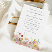 Colorful Watercolor Wildflower Wedding Invitation Kaart