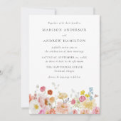 Colorful Watercolor Wildflower Wedding Invitation Kaart (Voorkant)